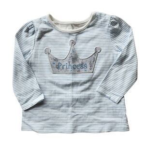 Disney Blue and White Long Sleeve Tee with Crown Design